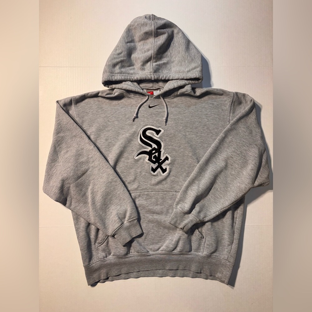 Vtg Nike Center Check Swoosh MLB Chicago White Sox Pullover Hoodie Y2K Large